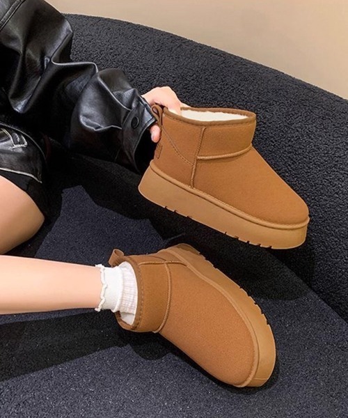Miniministore(ミニミニストア)の「厚底ムートンブーツ 裏起毛ショートブーツ(ブーツ・レディース・ベージュ/ブラック/キャメル・24.5cm/24.0cm/23.5cm/23.0cm/25.0cm)」の13枚目の写真