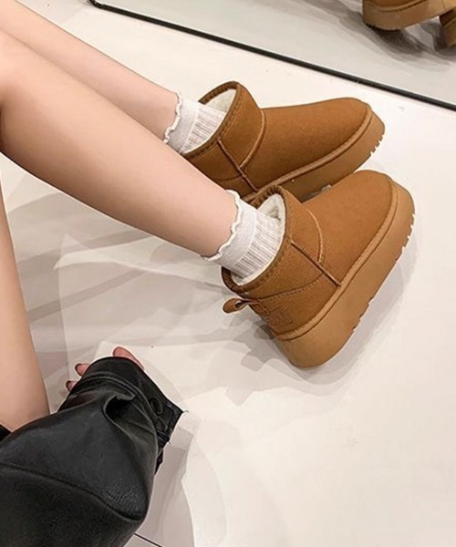 Miniministore(ミニミニストア)の「厚底ムートンブーツ 裏起毛ショートブーツ(ブーツ・レディース・ベージュ/ブラック/キャメル・24.5cm/24.0cm/23.5cm/23.0cm/25.0cm)」の15枚目の写真