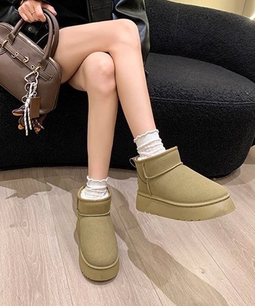 Miniministore(ミニミニストア)の「厚底ムートンブーツ 裏起毛ショートブーツ(ブーツ・レディース・ベージュ/ブラック/キャメル・24.5cm/24.0cm/23.5cm/23.0cm/25.0cm)」の20枚目の写真