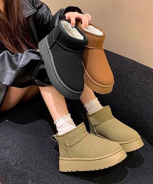 Miniministore(ミニミニストア)の「厚底ムートンブーツ 裏起毛ショートブーツ(ブーツ・レディース・ベージュ/ブラック/キャメル・24.5cm/24.0cm/23.5cm/23.0cm/25.0cm)」の22枚目の写真
