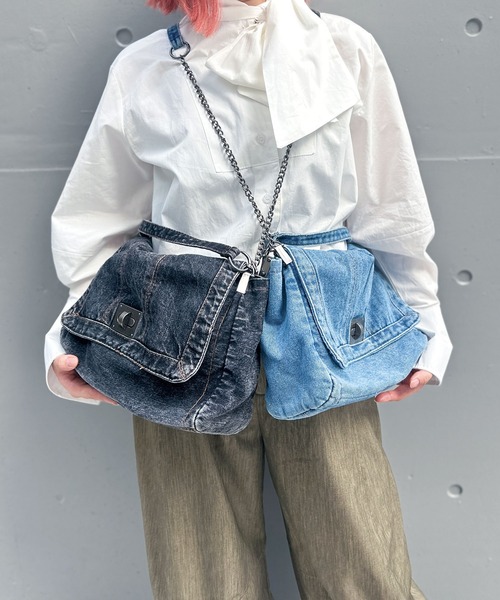 w.r.k(ダブルアールケー)の「チェーンデニム2wayショルダーバッグ(ショルダーバッグ・レディース・ブラック/ブルー/インディゴブルー・FREE)」の15枚目の写真