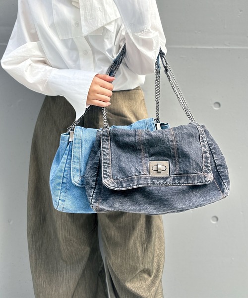 w.r.k(ダブルアールケー)の「チェーンデニム2wayショルダーバッグ(ショルダーバッグ・レディース・ブラック/ブルー/インディゴブルー・FREE)」の16枚目の写真