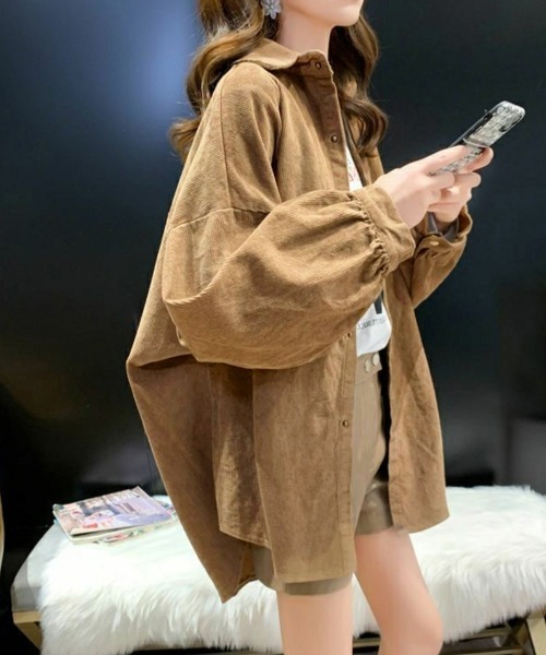 Miniministore(ミニミニストア)の「コーデュロイシャツ レディース長袖シャツ(シャツ/ブラウス・レディース・キャメル/パープル/ブラック・FREE)」の17枚目の写真
