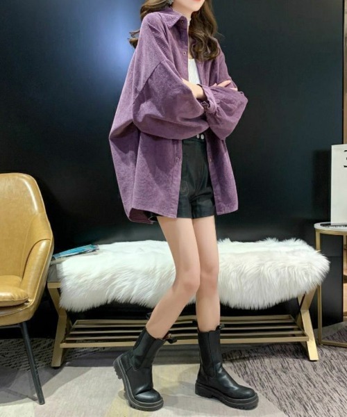 Miniministore(ミニミニストア)の「コーデュロイシャツ レディース長袖シャツ(シャツ/ブラウス・レディース・キャメル/パープル/ブラック・FREE)」の10枚目の写真