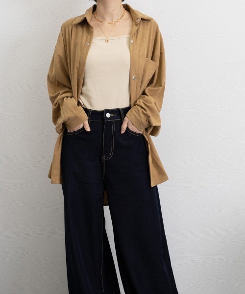 Miniministore(ミニミニストア)の「コーデュロイシャツ レディース長袖シャツ(シャツ/ブラウス・レディース・キャメル/パープル/ブラック・FREE)」の4枚目の写真