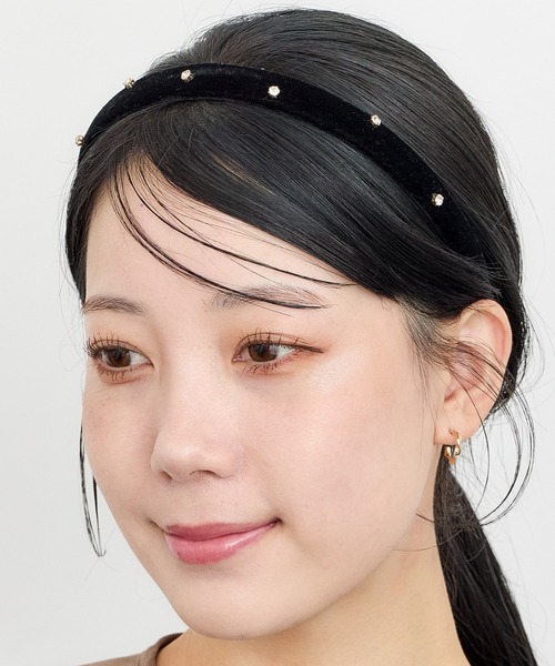 ストーン付きベロアカチューシャ（カチューシャ）｜Heartdance（ハート