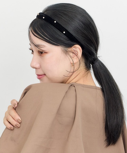 ストーン付きベロアカチューシャ（カチューシャ）｜Heartdance（ハート