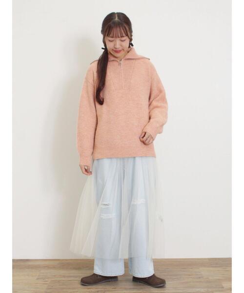 Samansa Mos2（サマンサ モスモス）の「ハーフジッププルオーバー（Tシャツ/カットソー・レディース・ベージュ/ピンク/キナリ/チャコールグレー・F）」の18枚目の写真