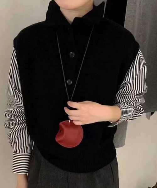 スタンド釦袖ストライプドッキングトップス（ニット/セーター）｜CADBURY（キャドバリー）