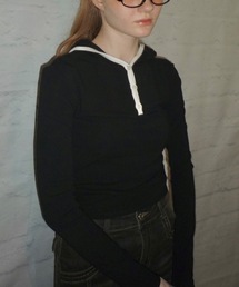 フード付きロングスリーブフライストップス