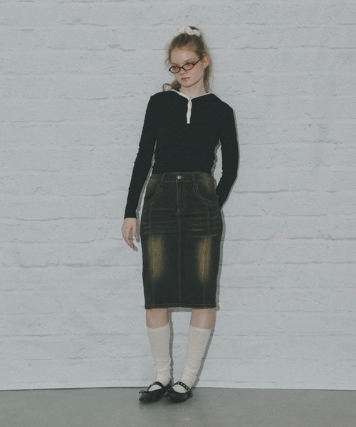 SHAGGIE(シャギー)の「フード付きロングスリーブフライストップス(Tシャツ/カットソー・レディース・ブラック/グレー/グレー系その他/ベージュ系その他・FREE)」の19枚目の写真