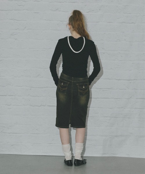 SHAGGIE(シャギー)の「フード付きロングスリーブフライストップス(Tシャツ/カットソー・レディース・ブラック/グレー/グレー系その他/ベージュ系その他・FREE)」の20枚目の写真