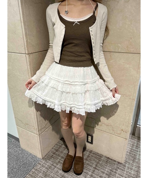 PHILLY（フィリー）の「【PHILLY】フェイクレイヤードリボンキャミソール（キャミソール・レディース・ブラウン/アイボリー/ブラック・FREE）」の5枚目の写真