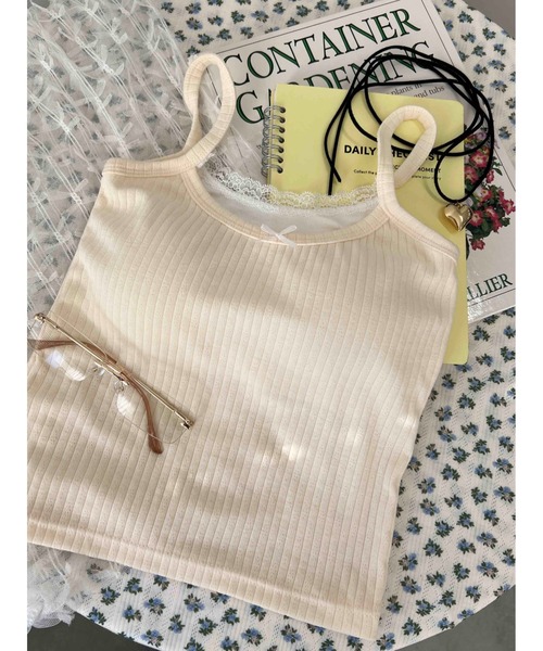 PHILLY（フィリー）の「【PHILLY】フェイクレイヤードリボンキャミソール（キャミソール・レディース・ブラウン/アイボリー/ブラック・FREE）」の4枚目の写真