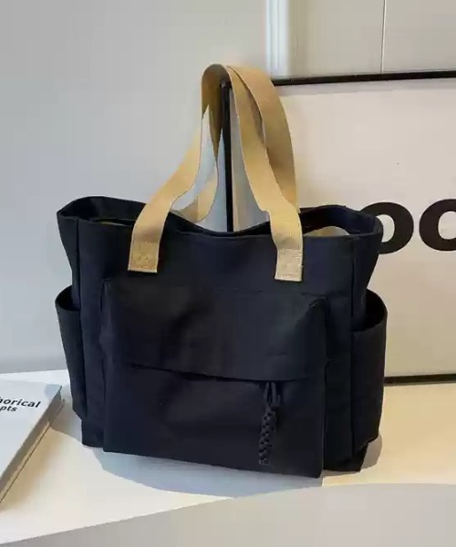SHEPP（シープ）の「フロントビッグポケットトートバッグ（トートバッグ・レディース・アイボリー/ブラック/ベージュ・F）」の6枚目の写真