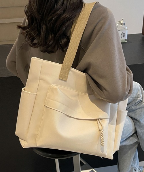 SHEPP（シープ）の「フロントビッグポケットトートバッグ（トートバッグ・レディース・アイボリー/ブラック/ベージュ・F）」の5枚目の写真