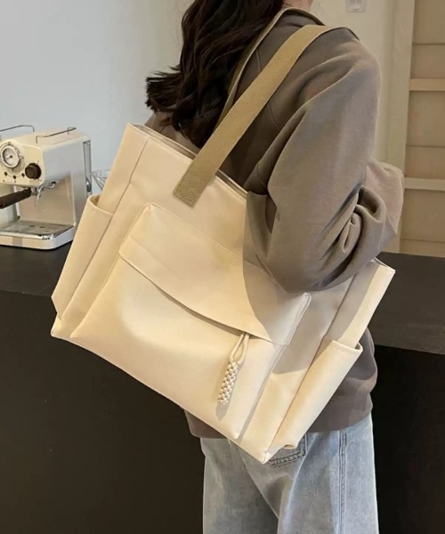 SHEPP（シープ）の「フロントビッグポケットトートバッグ（トートバッグ・レディース・アイボリー/ブラック/ベージュ・F）」の12枚目の写真