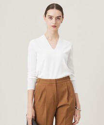 【洗える】 シンセティックフルニードル Vネックプルオーバー