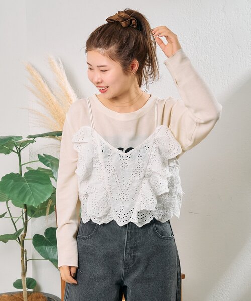 【From India】カットレースフリルキャミ（シャツ/ブラウス）｜CIAOPANIC TYPY（チャオパニックティピー） 6,600円