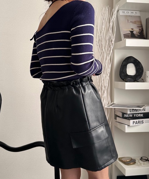 ULEULA(ウルア)の「肩リボンオフショルボーダーニット(ニット/セーター・レディース・アイボリー/ネイビー・FREE)」の18枚目の写真