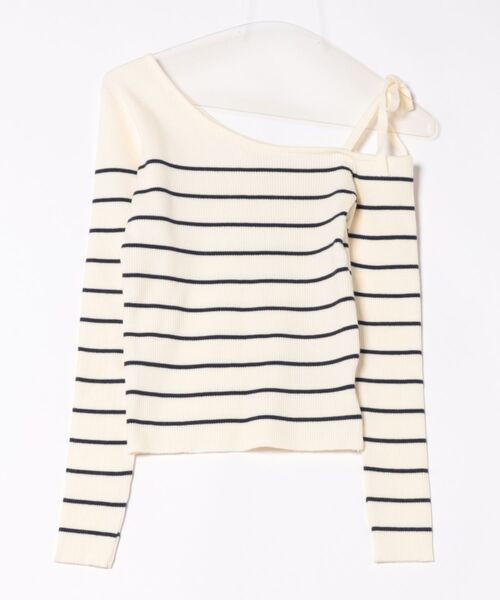 ULEULA(ウルア)の「肩リボンオフショルボーダーニット(ニット/セーター・レディース・アイボリー/ネイビー・FREE)」の19枚目の写真