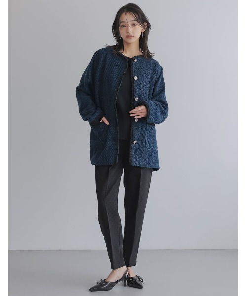 オケージョン セレモニー]オーバーサイズ金ボタンツイードジャケット