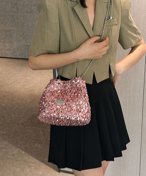 VIBGYOR(ヴィブジョー)の「urbanfemine./スパンコールミニショルダーバッグ U7098(ショルダーバッグ・レディース・シルバー/ブラック/ピンク・FREE)」の1枚目の写真