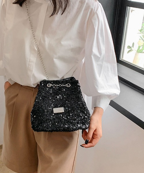 VIBGYOR(ヴィブジョー)の「urbanfemine./スパンコールミニショルダーバッグ U7098(ショルダーバッグ・レディース・シルバー/ブラック/ピンク・FREE)」の2枚目の写真