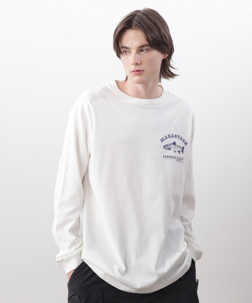 MANASTASH(マナスタッシュ)の「MANASTASH/マナスタッシュ CiTee L/S TEE LURE/シティロンT ルアー(Tシャツ/カットソー・メンズ・ホワイト/イエロー/ブラック・S/M/L/XL)」の8枚目の写真