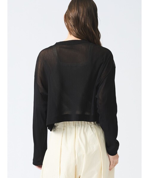 mizuiroind(ミズイロインド)の「mizuiro ind メッシュVネックショートカーディガン(カーディガン/ボレロ・レディース・ブラック/サンドベージュ/ネイビー・FREE)」の11枚目の写真