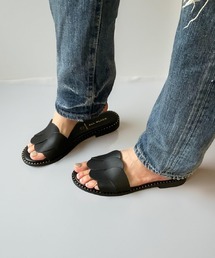 ALL BLACK | 【本革/軽量/163g】フラットサンダル(サンダル)