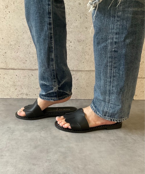 ALL BLACK（オールブラック）の「【本革/軽量/163g】フラットサンダル（サンダル・レディース・ブラック/アイボリー・37/36/35/39/38）」の6枚目の写真