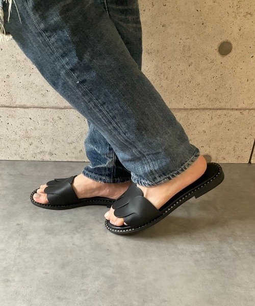 ALL BLACK（オールブラック）の「【本革/軽量/163g】フラットサンダル（サンダル・レディース・ブラック/アイボリー・37/36/35/39/38）」の7枚目の写真