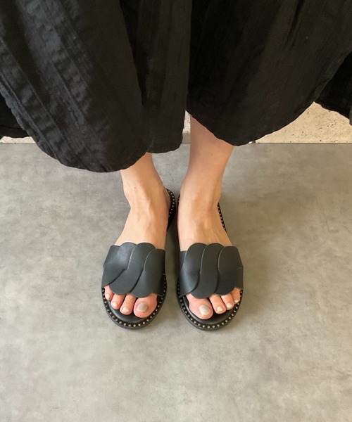 ALL BLACK（オールブラック）の「【本革/軽量/163g】フラットサンダル（サンダル・レディース・ブラック/アイボリー・37/36/35/39/38）」の11枚目の写真