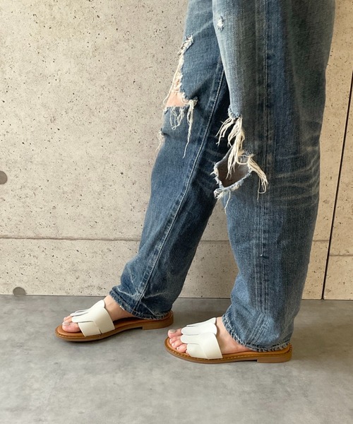 ALL BLACK（オールブラック）の「【本革/軽量/163g】フラットサンダル（サンダル・レディース・ブラック/アイボリー・37/36/35/39/38）」の16枚目の写真