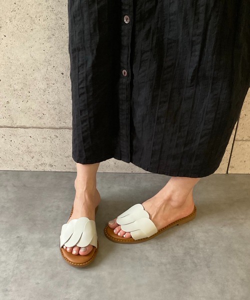 ALL BLACK（オールブラック）の「【本革/軽量/163g】フラットサンダル（サンダル・レディース・ブラック/アイボリー・37/36/35/39/38）」の19枚目の写真