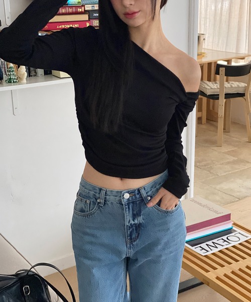 AVENCHUMU オフショルダー トップス ドロストオフショルカットTOPS(M GRAY): トップス｜PMbox