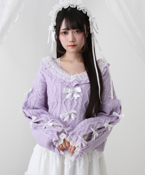 DearMyLove（ディアマイラブ）の「2TYPEフリルタートルネックニット