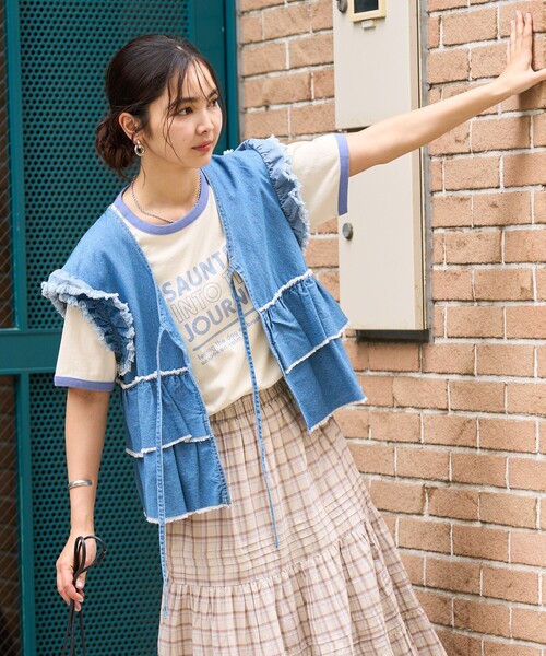 FREAK'S STORE(フリークスストア)の「RED KAP × FREAK'S STORE/レッドキャップ 別注 フリルベスト(ベスト・レディース・ブラック/ベージュ/サックスブルー・フリ-)」の11枚目の写真
