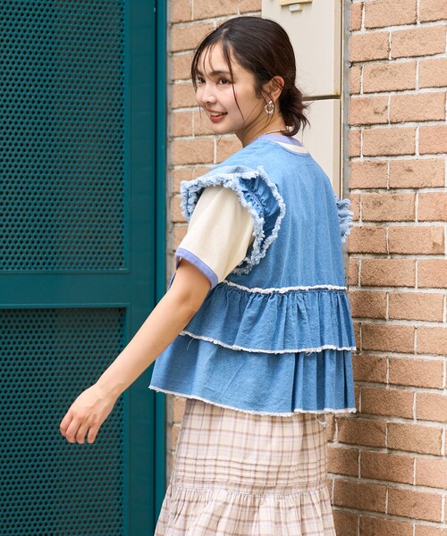 FREAK'S STORE(フリークスストア)の「RED KAP × FREAK'S STORE/レッドキャップ 別注 フリルベスト(ベスト・レディース・ブラック/ベージュ/サックスブルー・フリ-)」の14枚目の写真