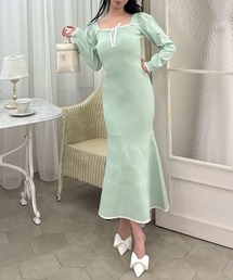 ROYAL PARTY | 配色リボンニットマーメイドワンピース(ワンピース)