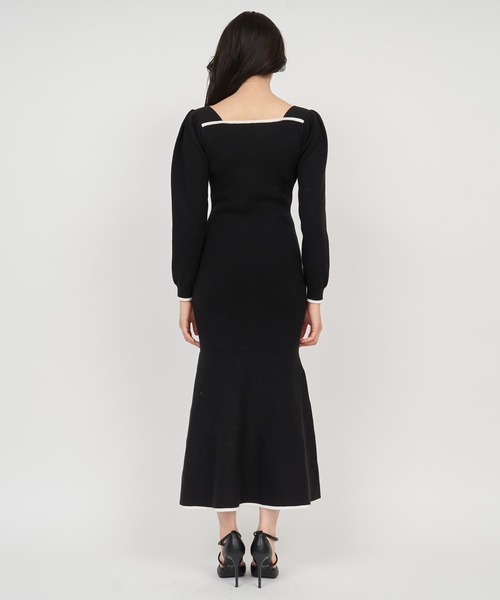 ROYAL PARTY（ロイヤルパーティー）の「配色リボンニットマーメイドワンピース（ワンピース・レディース・グリーン/オフホワイト/ブラック・FREE）」の11枚目の写真