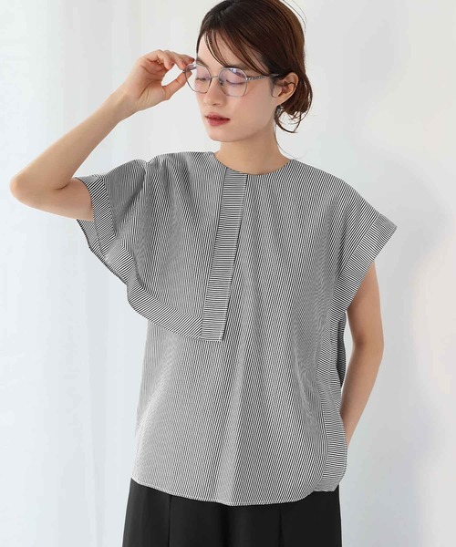 ELFRANK(エルフランク)の「《新色追加》アシンメトリーケープブラウス(シャツ/ブラウス・レディース・ネイビー/ブラック/オフホワイト・FREE/M/L)」の13枚目の写真