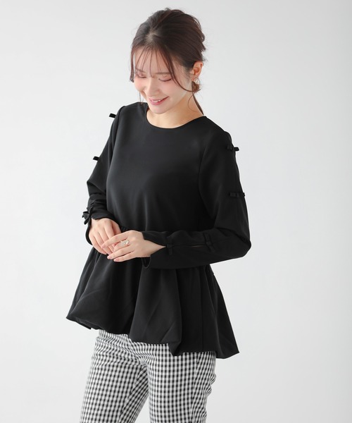 Fit more(フィットモア)の「袖リボンウェーブ切り替えバルーントップス(その他トップス・レディース・ネイビー/ブルーグレー/ブラック・FREE)」の11枚目の写真