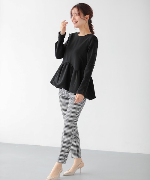 Fit more(フィットモア)の「袖リボンウェーブ切り替えバルーントップス(その他トップス・レディース・ネイビー/ブルーグレー/ブラック・FREE)」の12枚目の写真