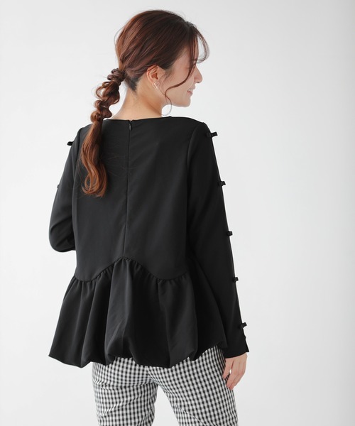 Fit more(フィットモア)の「袖リボンウェーブ切り替えバルーントップス(その他トップス・レディース・ネイビー/ブルーグレー/ブラック・FREE)」の13枚目の写真