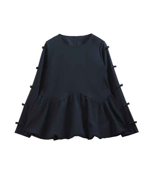 Fit more(フィットモア)の「袖リボンウェーブ切り替えバルーントップス(その他トップス・レディース・ネイビー/ブルーグレー/ブラック・FREE)」の18枚目の写真