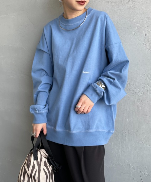 GYMPHLEX（ジムフレックス）の「[GYMPHLEX/ジムフレックス] ワンポイントロゴ刺繍 ヘビーウェイトクルーネックロンT（Tシャツ/カットソー・レディース・チャコールグレー/ライトグレー/ライトブルー/ネイビー/グレイッシュベージュ/オフホワイト・M/L/XS）」の5枚目の写真