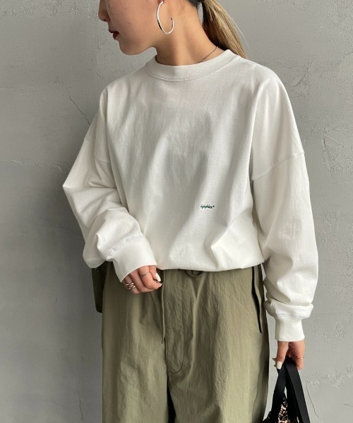 GYMPHLEX（ジムフレックス）の「[GYMPHLEX/ジムフレックス] ワンポイントロゴ刺繍 ヘビーウェイトクルーネックロンT（Tシャツ/カットソー・レディース・チャコールグレー/ライトグレー/ライトブルー/ネイビー/グレイッシュベージュ/オフホワイト・M/L/XS）」の18枚目の写真