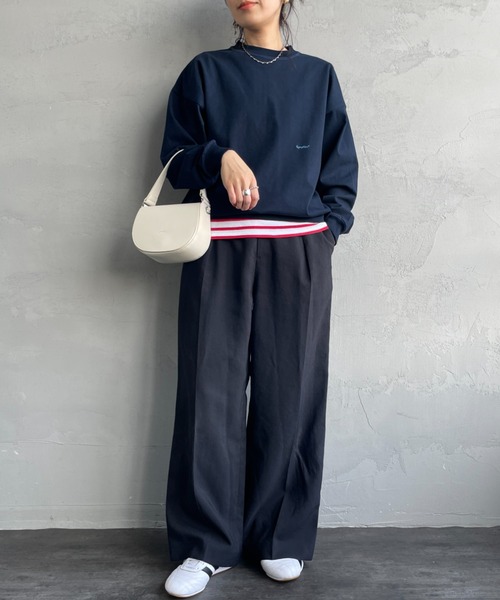 GYMPHLEX（ジムフレックス）の「[GYMPHLEX/ジムフレックス] ワンポイントロゴ刺繍 ヘビーウェイトクルーネックロンT（Tシャツ/カットソー・レディース・チャコールグレー/ライトグレー/ライトブルー/ネイビー/グレイッシュベージュ/オフホワイト・M/L/XS）」の16枚目の写真